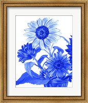 Framed 'China Sunflowers blue II' border=