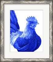 Framed 'Blue Rooster I' border=