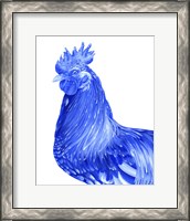 Framed 'Blue Rooster II' border=