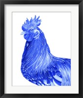 Framed 'Blue Rooster II' border=