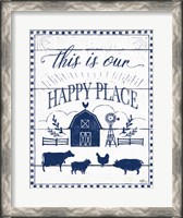 Framed Country Thoughts I v2 Indigo White