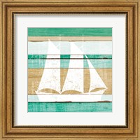 Framed Beachscape V Boat Green