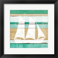 Beachscape V Boat Green Framed Print