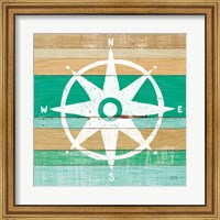 Framed Beachscape IV Compass Green