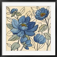 Framed Spring Lace Floral IV Dark Blue
