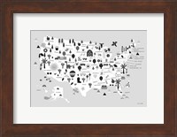 Framed Fun USA Map BW