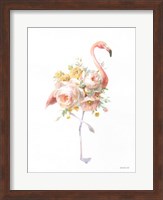 Framed Floral Flamingo I