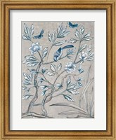 Framed Shimmering Garden II Navy