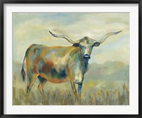 Framed Colorful Longhorn Cow