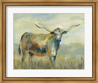 Framed Colorful Longhorn Cow