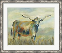 Framed Colorful Longhorn Cow