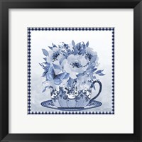 Framed 'Blue Teacup Bouquet A' border=