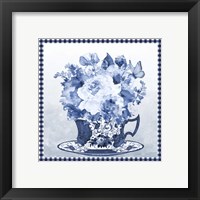 Framed 'Blue Teacup Bouquet E' border=