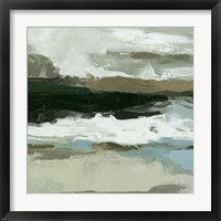 Framed 'Textured Ocean Tide I' border=