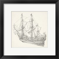 Framed 'Antique Ship Sketch I' border=