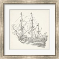 Framed 'Antique Ship Sketch I' border=