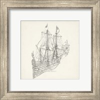 Framed 'Antique Ship Sketch III' border=