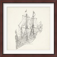 Framed Antique Ship Sketch III