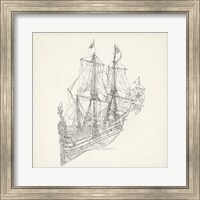 Framed Antique Ship Sketch III