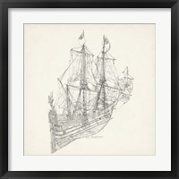 Framed 'Antique Ship Sketch III' border=