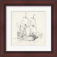 Framed Antique Ship Sketch IV