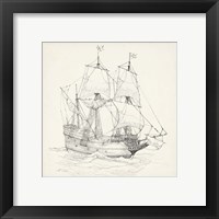 Framed 'Antique Ship Sketch IV' border=