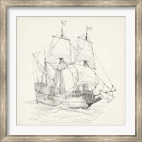 Framed Antique Ship Sketch IV