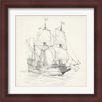 Framed 'Antique Ship Sketch IV' border=