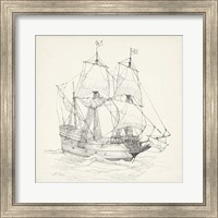 Framed Antique Ship Sketch IV