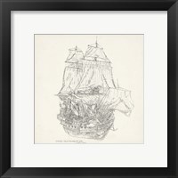 Framed 'Antique Ship Sketch V' border=