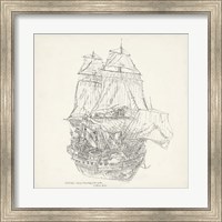 Framed Antique Ship Sketch V