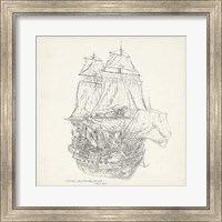 Framed Antique Ship Sketch V