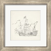 Framed 'Antique Ship Sketch VI' border=