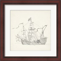 Framed Antique Ship Sketch VI