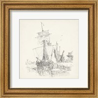 Framed Antique Ship Sketch VII