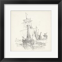 Framed Antique Ship Sketch VII