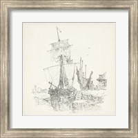 Framed Antique Ship Sketch VII