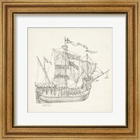 Framed 'Antique Ship Sketch VIII' border=