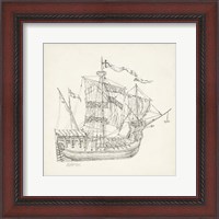 Framed Antique Ship Sketch VIII