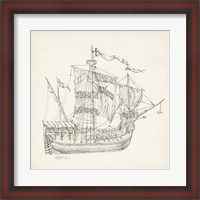 Framed Antique Ship Sketch VIII