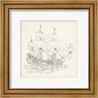 Framed 'Antique Ship Sketch IX' border=