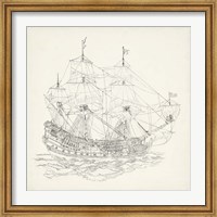 Framed Antique Ship Sketch IX