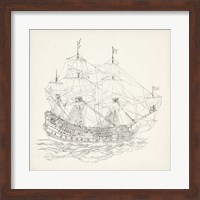 Framed Antique Ship Sketch IX