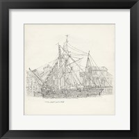 Framed Antique Ship Sketch X