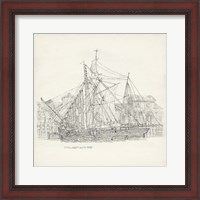 Framed Antique Ship Sketch X