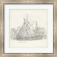 Framed Antique Ship Sketch X