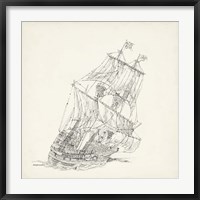 Framed Antique Ship Sketch XI