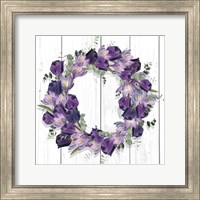Framed 'Purple Tulip Wreath I' border=