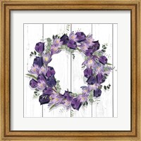Framed 'Purple Tulip Wreath I' border=