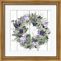 Framed 'Purple Tulip Wreath II' border=